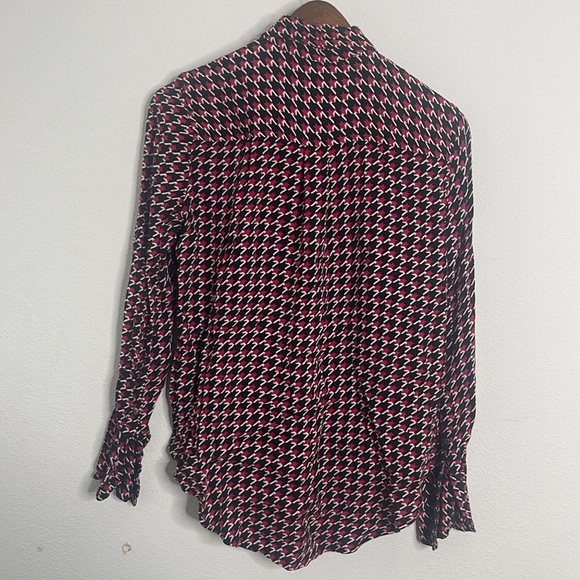EQUIPMENT FEMME - LUIS BLOUSE STAR in red black white long sleeve + Tie Size SP - Picture 4 of 9